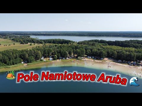 Pole namiotowe Aruba, Jezioro Świętajno, dron, 4k, czyste Jezioro, Mazury