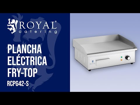 vídeo - Plancha eléctrica fry-top - 530 x 350 mm - Royal Catering - lisa - 3,000 W