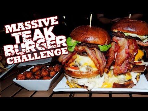 Teak's Cheesy Bacon Burger Challenge in Orlando, Florida w/ @natefiggs