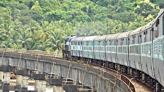 Train goes over the longest bridge on Konkan Railway