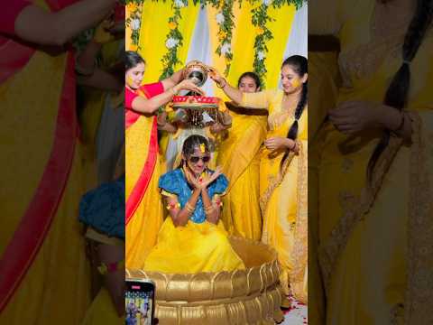 Bhavya Sree Half Saree Haldi Function #haldi #yellow #halfsareefunction #pubertyfunction #ytshorts