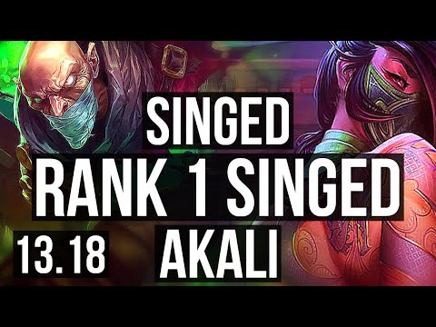 SINGED vs AKALI (MID) | Rank 1 Singed, 14/4/22 | NA Challenger | 13.18