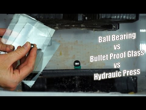 Bullet Proof Glass Crushed With Hydraulic Press and Steel Ball Bearing Video