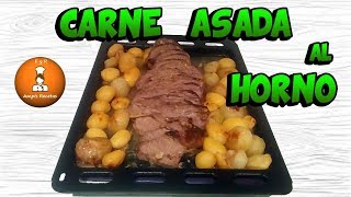 Carne asada al horno con patatas - Receta muy fácil y rica de Asado de Carne/FyRAmpisRecetas
