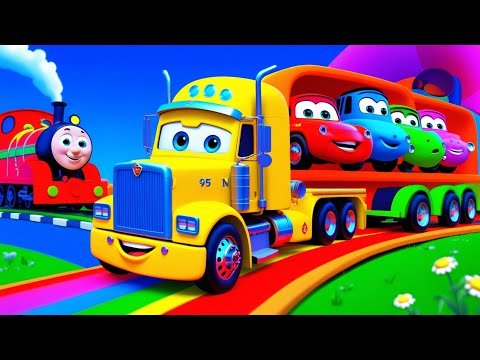 Monster Trucks Flatbed Long Trailer Truck Cars Rescue Bus - Big & Small Cars vs Epic Escape - BeamNG