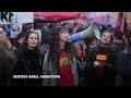 Women protesters in Buenos Aires mark anniversary of anti-femicide movement - Video