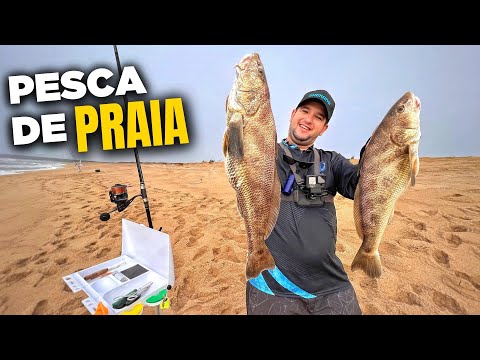 DESSE TAMANHO EU NUNCA TINHA VISTO!!! Pescaria de Praia com Iscas Naturais (Dicas) - Parte 1