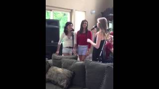 Carrigan Bradley, Alaska Holloway and Madi Metcalf singing Walking After Midnight