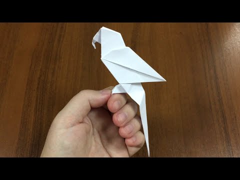 Papagei aus Papier Falten. Papagei aus Papier Basteln. Wie man Papiervogel macht