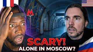 French Guy Reacts to AMERICAN rides the MOSCOW Metro!🇷🇺Alone at Night! In RUSSIA!🚇