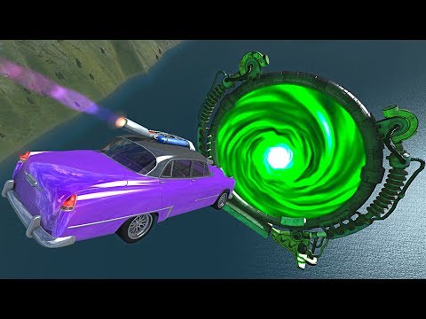 BeamNG.drive - Cars Flying Through Mysterious Giant Portal