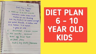 Diet plan for 6 - 10 Year old kids