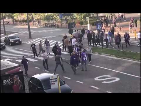 Beerschot fans attacked by Royal Antwerp hooligans. 13.08.2017