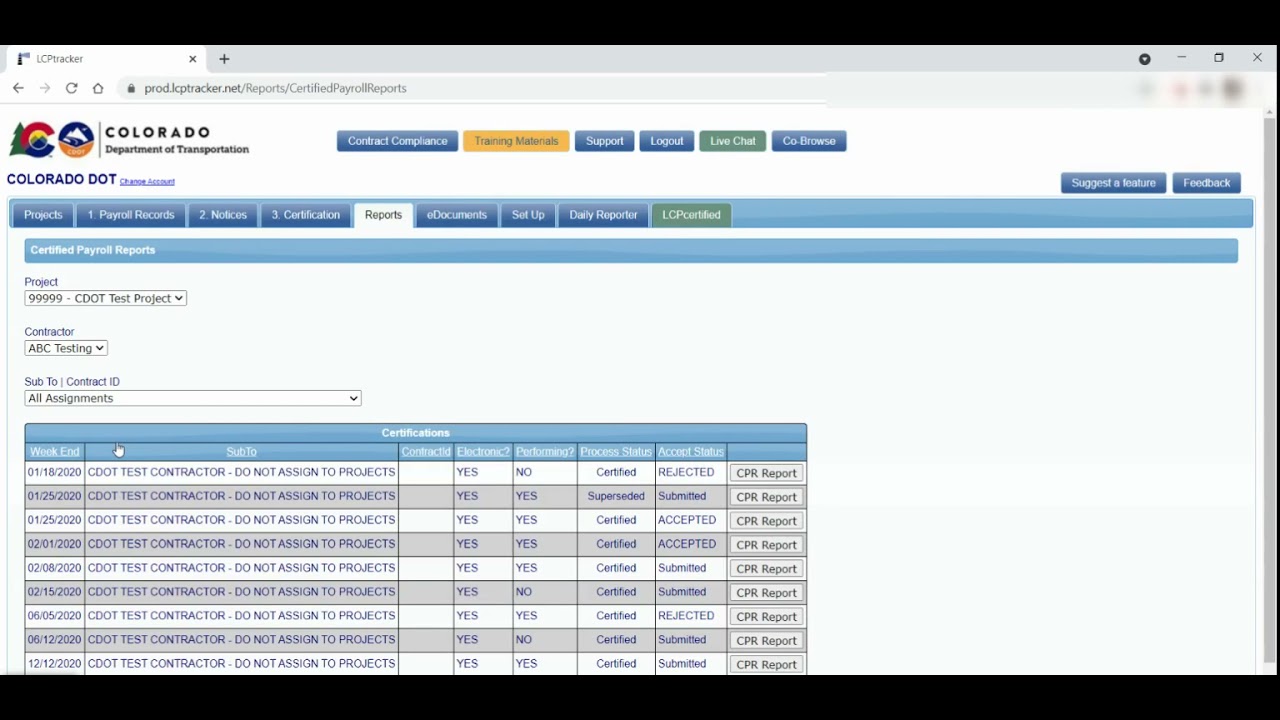 Navigating LCPtracker