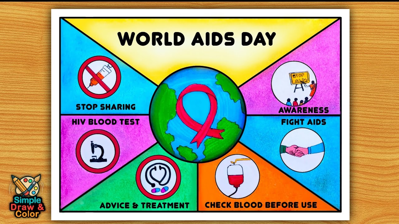 World Aids Day Poster Drawing | Easy Aids Day Drawing | AIDS Awareness Poster Drawing tutorial