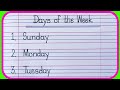 Sunday Monday-Days of the week/Sunday Monday ki spelling/saptah ke dinon ke naam/sunday to saturday