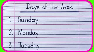 Sunday Monday-Days of the week/Sunday Monday ki sp