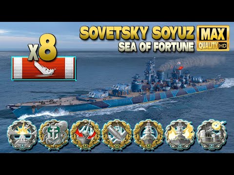 Battleship Sovetsky Soyuz: It´s raining medalson map Sea of Fortune - World of Warships