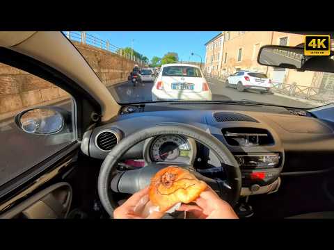 Rome Drive - Handling Breakfast on My Way | 4K POV ASMR