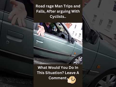 Car And Cyclist Road Rage Argument Ends In A Trip And Fall! #shortsclip #shorts #roadrage