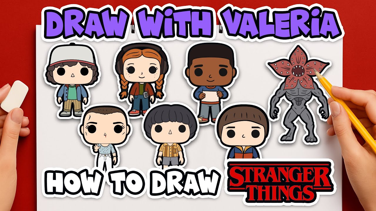How to Draw 7 Kawaii Stranger Things Characters | Step by Step Tutorial for Kids