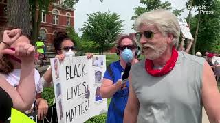 Man confronts protesters at Howell, Michigan rally