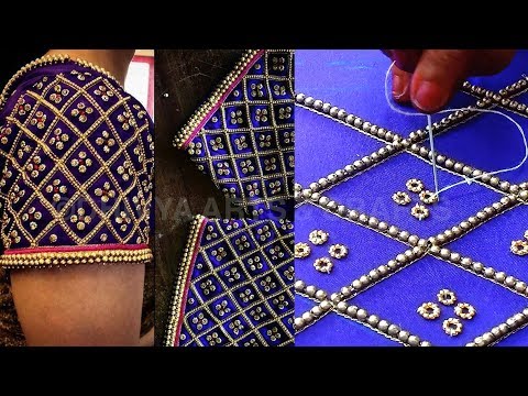 simple aari embroidery sleeve design for beginners |...