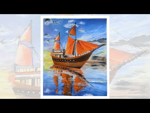 Acrylic painting of beautiful ship | Seascape acrylic painting | Acrylic #38
