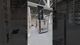 Robot forklift in action at steel plant @247tailorsteel2 #robot #agv #robotics #robotic #robotica