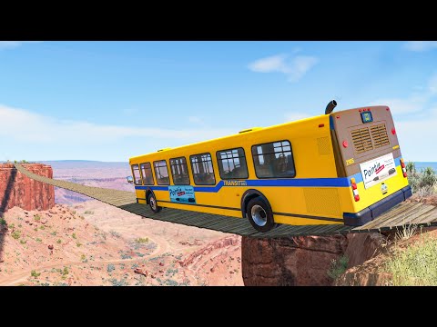 Cars VS Swing Suspension Bridge – BeamNG Drive