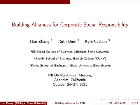 Building Alliances for Corporate Social Responsibility (INFORMS 2021)