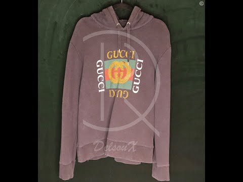 #RD0020 - Gucci Hoodie Distressed Fake Logo ‘Black’ (L) 🤡