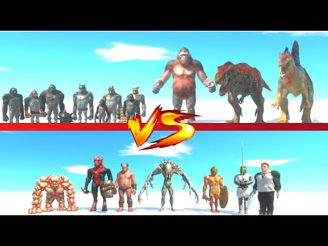PRIMATES + ALL DINOS VS INFERNALS + 2X ALL HUMANS  -  ANIMAL REVOLT BATTLE SIMULATOR
