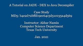 A Tutorial on Jadx:  Dex to Java Decompiler