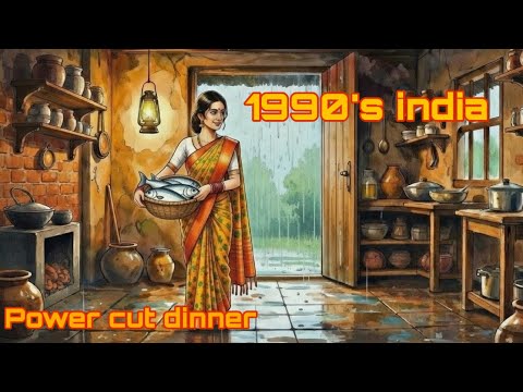 Power cut night in 1990’s Kerala village ⛈️| Puttu, Kadala Curry & Karimeen Pollichathu. Ghibli 
