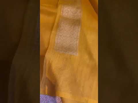 Pink and Turmeric Yellow Pure Tussar Saree