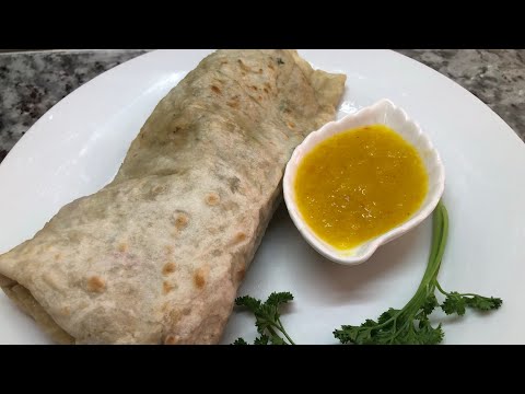Potato Roti with channa and hot mango sour/Guyanese Style