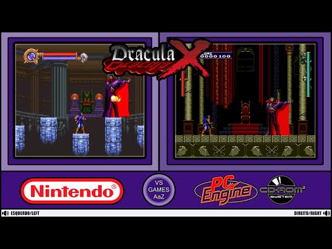 Castlevania Dracula X (PC Engine Cd Vs Super Nintendo)side by side comparison graphics