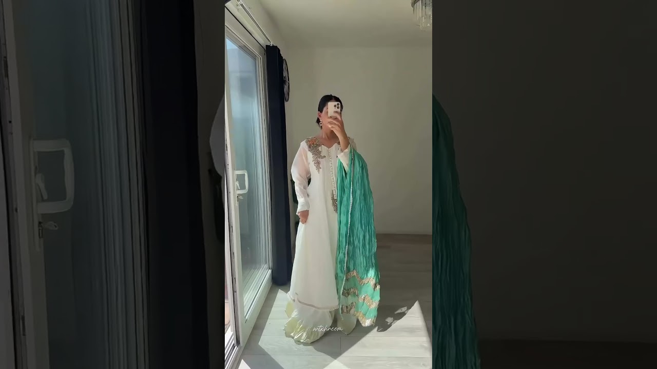 Shop This Look - SALWAR MAHAL video featuring White Handmade Pure Chiffon Sharara