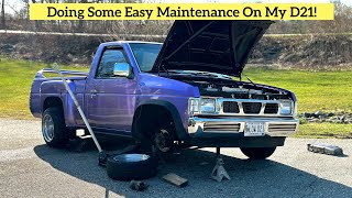 Changing A Thermostat, Spark Plugs, distributor Cap, Starter, Tie Rods, And More, On A Nissan D21!!