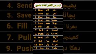 Daily use Urdu to English vocabulary