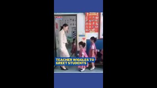 Adorable Video Of Teacher Greeting Her Students In