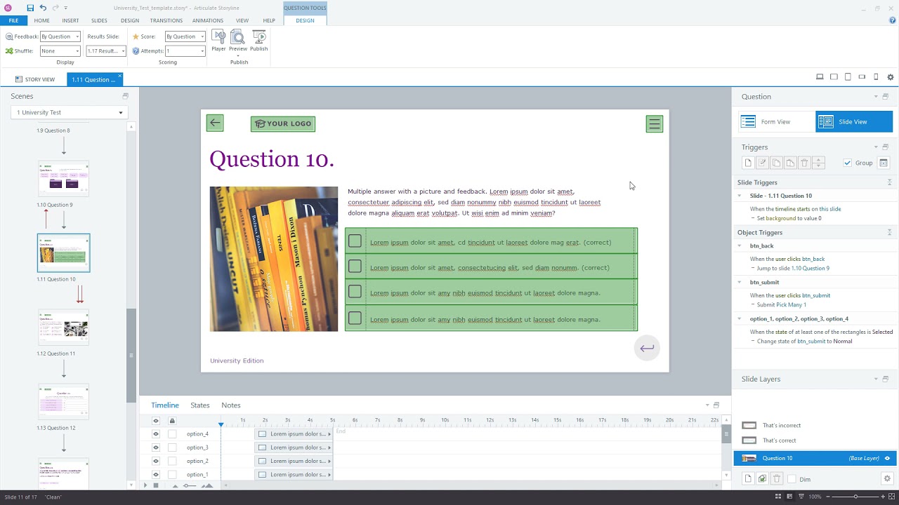 FasterCourse Articulate Storyline templates: how to set the correct answers?