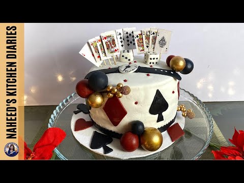 Playing Card Fondant Birthday Theme Cake Recipe ♦️ 🃏♠️ | Fun Theme Cake | Naheed’s Kitchen Diaries 