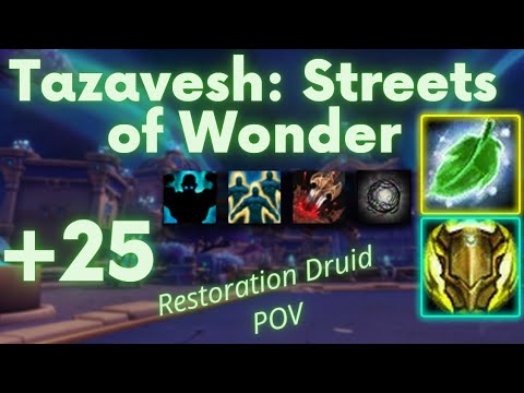 Tazavesh: Streets of Wonder +25 | Resto Druid POV | Fortified, Inspiring, Grievous