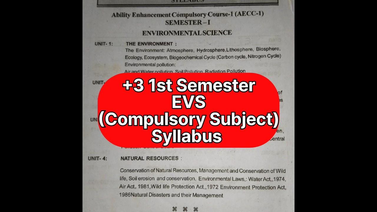 🎯 +3 1st Semester||EVS||Compulsory Subject||Aecc-1||Syllabus||#sumanstudyhelp #shortsfeed