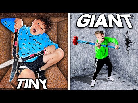 Tiny vs GIANT Unbreakable Boxes! *FIRST TO ESCAPE WINS*