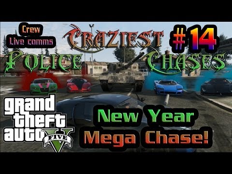 Craziest GTA 5 Police Chases #14 GTA V New Year Mega Chase! [5 star police escape GTA 5]