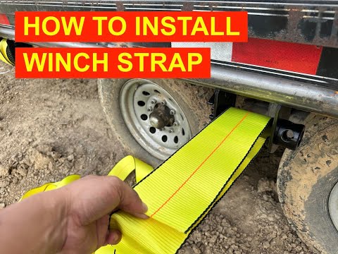 HOW TO INSTALL WINCH STRAP TO FLATBED TRAILER TIE DOWN RATCHET WINCH