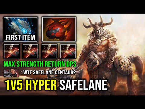 NEW 1v5 Safelane Hyper Carry Centaur Warrunner 1st Item Hammer 100% Stomping Everyone Dota 2